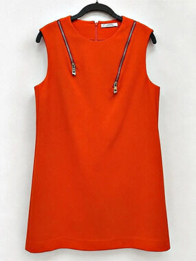 Versace Collection Orange Mini Dress Gold Zip Detail IT 44